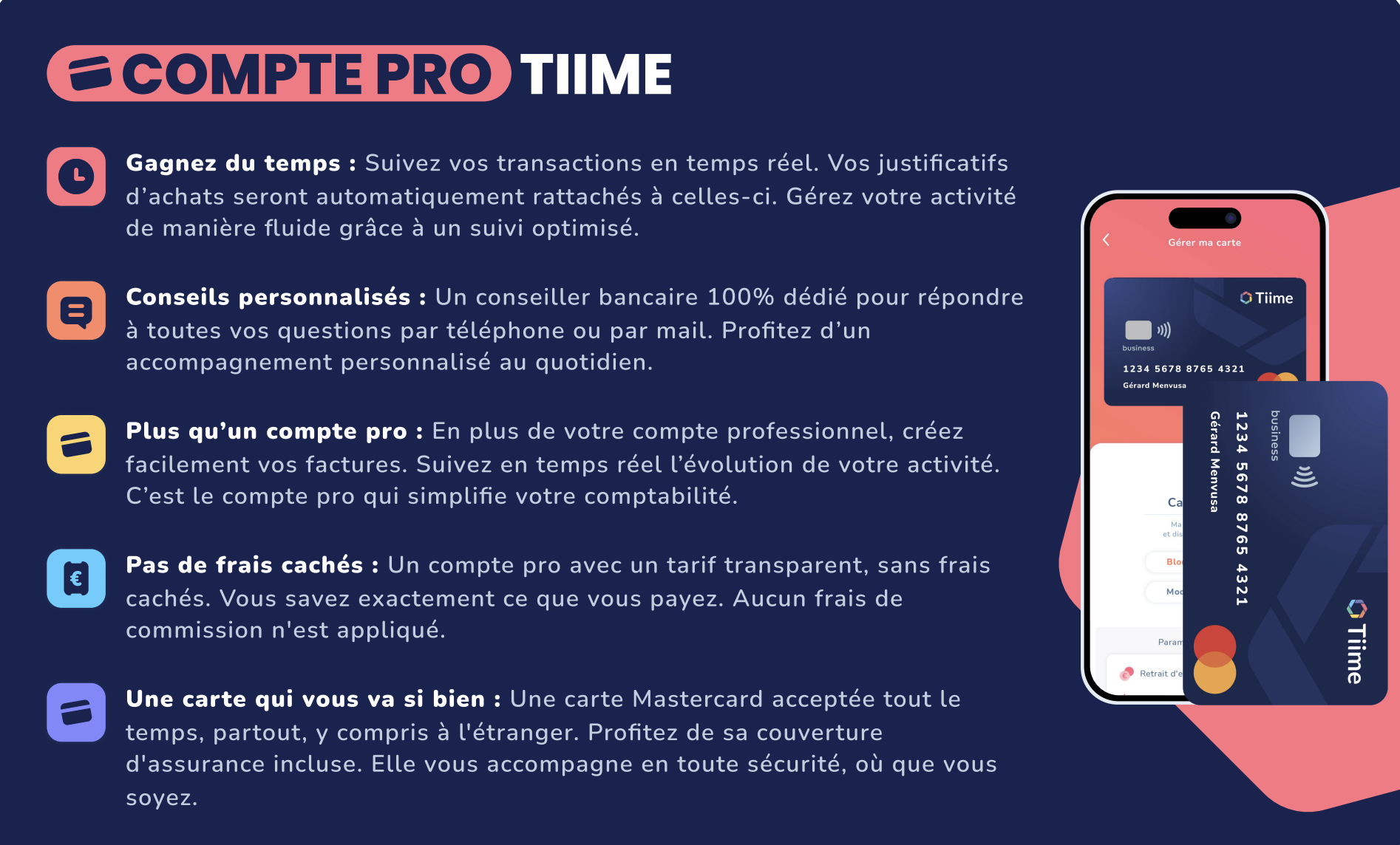 Les avantages du compte pro Tiime