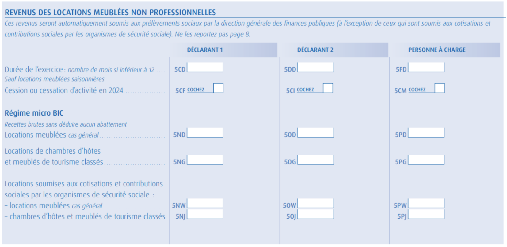 DÉCLARATION DES REVENUS LMNP EN MICRO BIC
