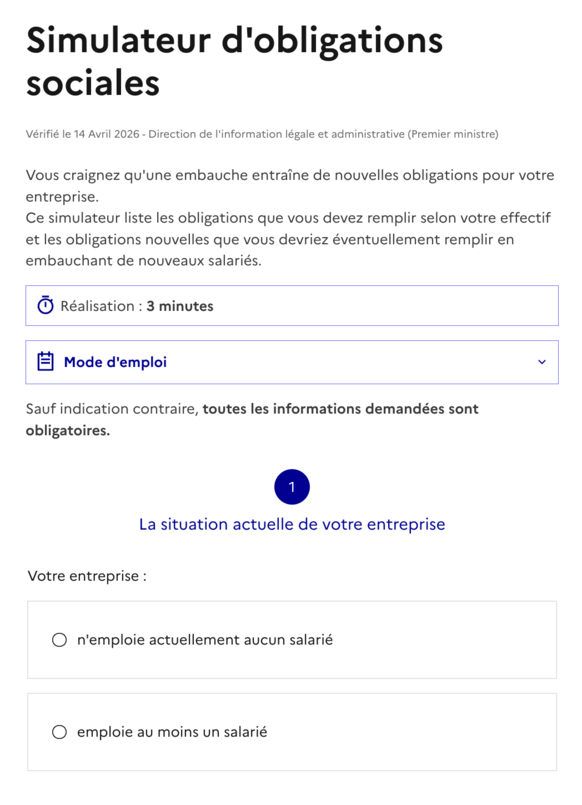 simulateur d'obligations sociales par la DGE
